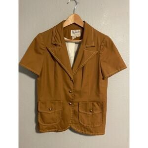 Vintage The Traveler Blazer Jacket Womens Medium Brown Short Sleeve Safari 70s